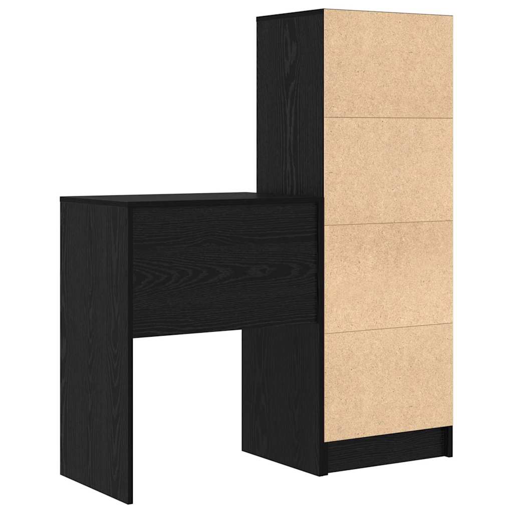 Schreibtisch mit Stauraum mit Regal 2 pcs Schwarz Eichen-Optik