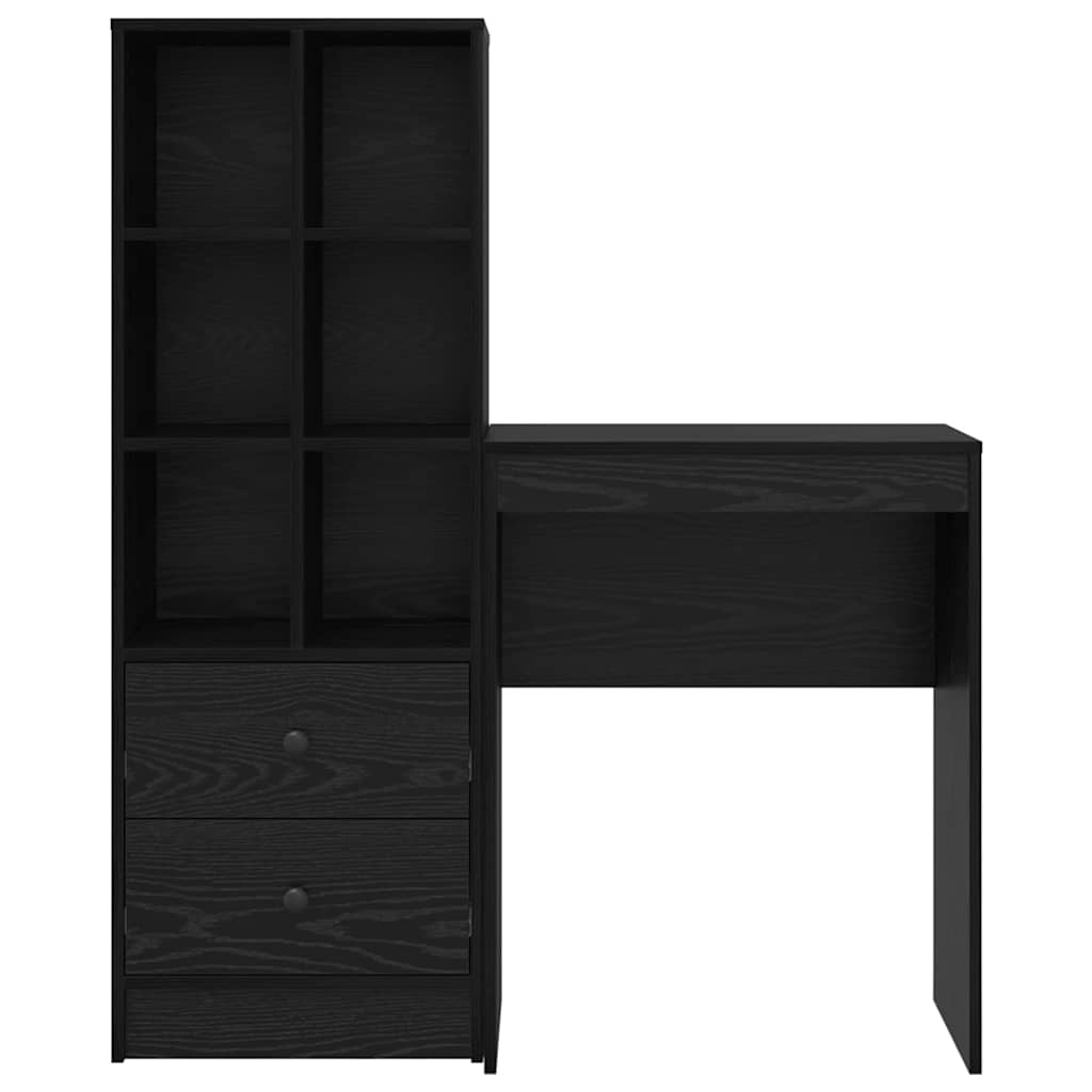 Schreibtisch mit Stauraum mit Regal 2 pcs Schwarz Eichen-Optik