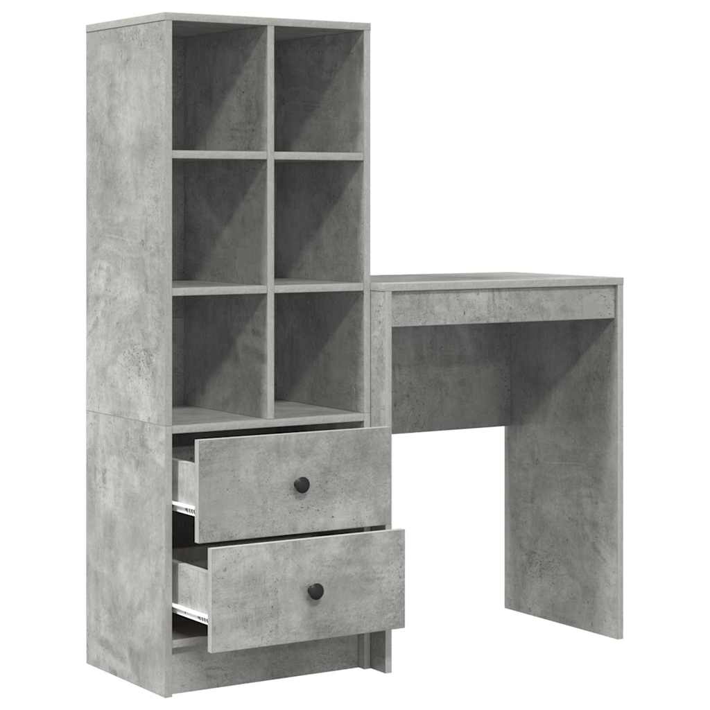 Schreibtisch mit Stauraum 2 pcs Beton Grau 45,5 x 34 x 127 cm