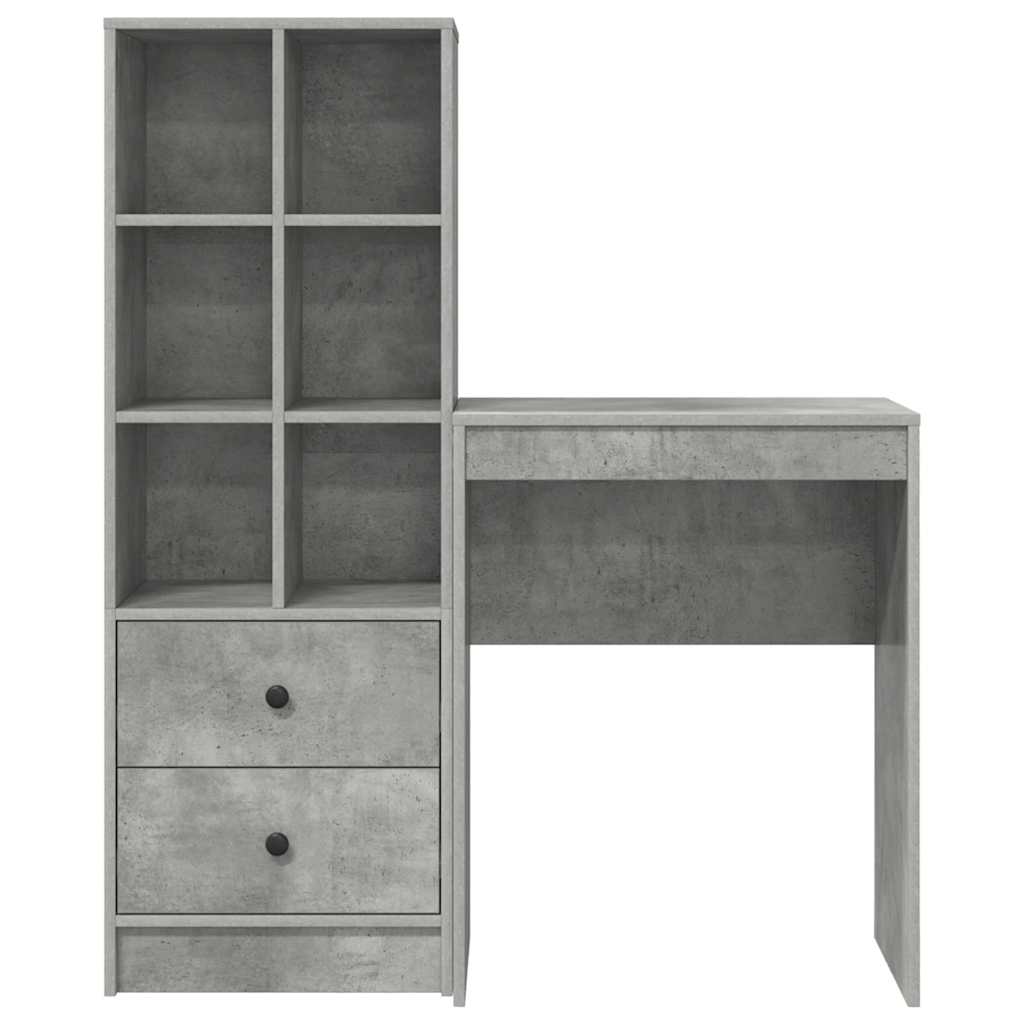 Schreibtisch mit Stauraum 2 pcs Beton Grau 45,5 x 34 x 127 cm