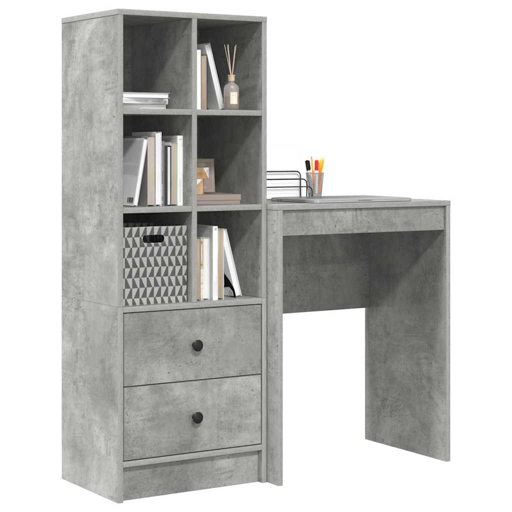 Schreibtisch mit Stauraum 2 pcs Beton Grau 45,5 x 34 x 127 cm