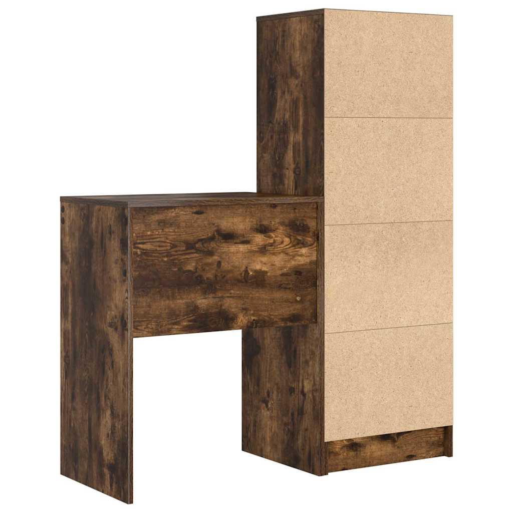 Schreibtisch mit Stauraum mit Regal 2 pcs Geräucherte Eiche