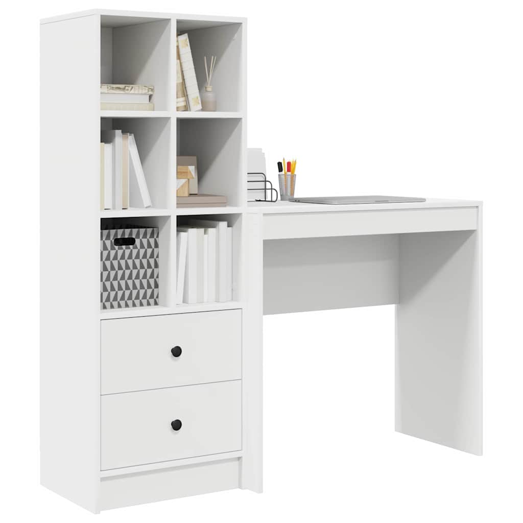 Schreibtisch mit Stauraum mit Regal 2 pcs Weiß 80 x 40 x 76 cm