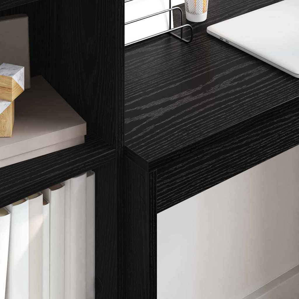 Schreibtisch mit Stauraum mit Regal 2 pcs Schwarz Eichen-Optik