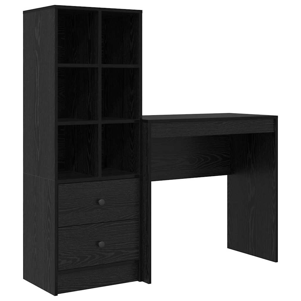 Schreibtisch mit Stauraum mit Regal 2 pcs Schwarz Eichen-Optik