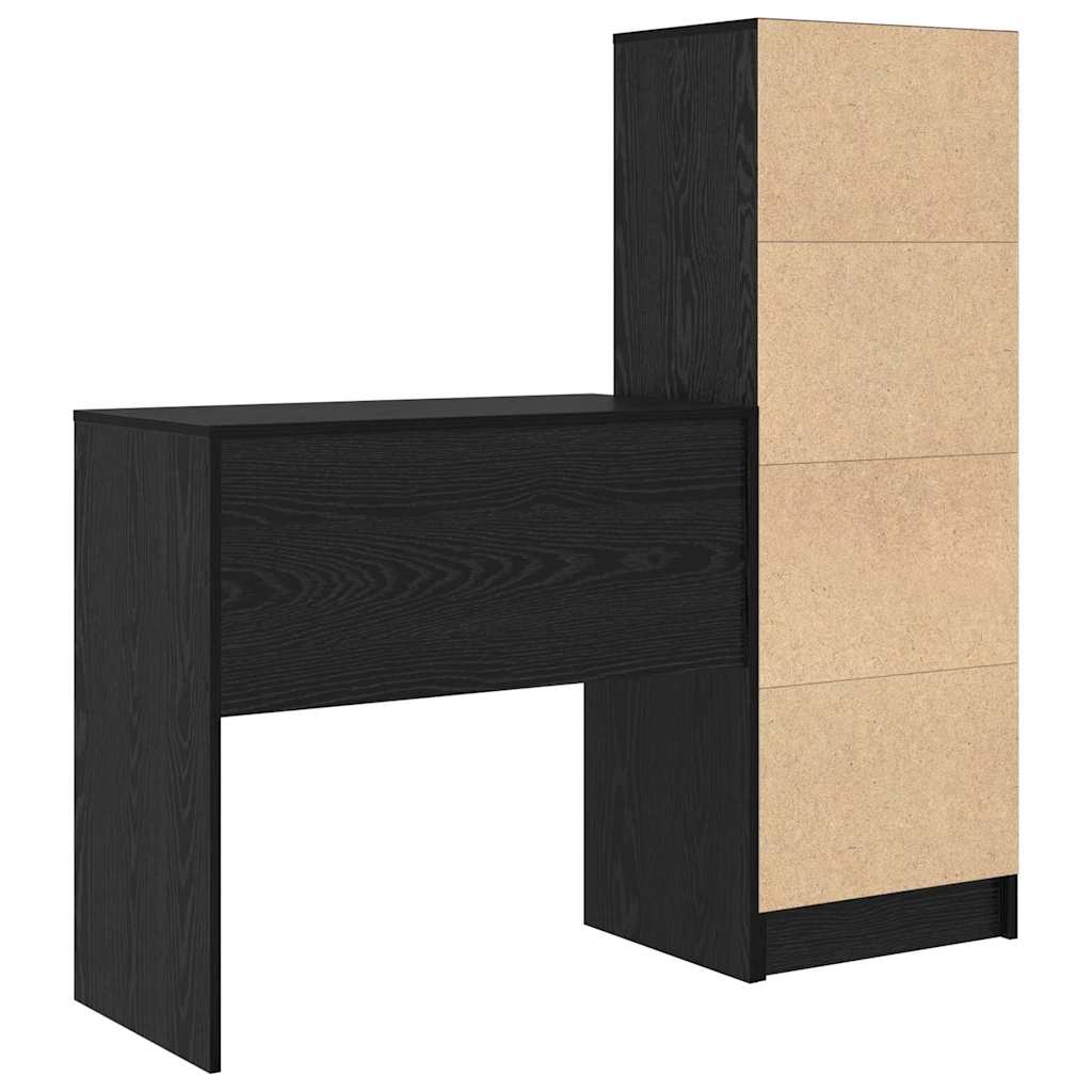 Schreibtisch mit Stauraum mit Regal 2 pcs Schwarz Eichen-Optik