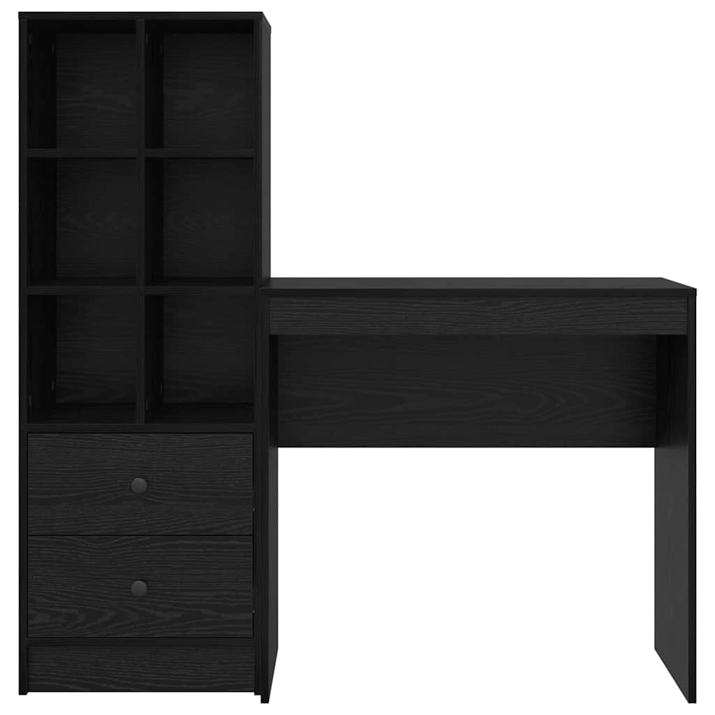Schreibtisch mit Stauraum mit Regal 2 pcs Schwarz Eichen-Optik