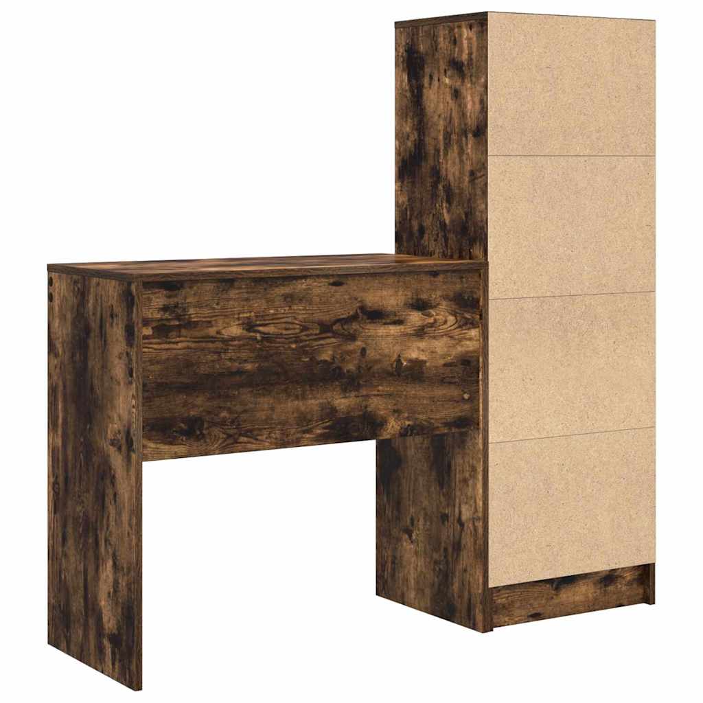 Schreibtisch mit Stauraum mit Regal 2 pcs Geräucherte Eiche