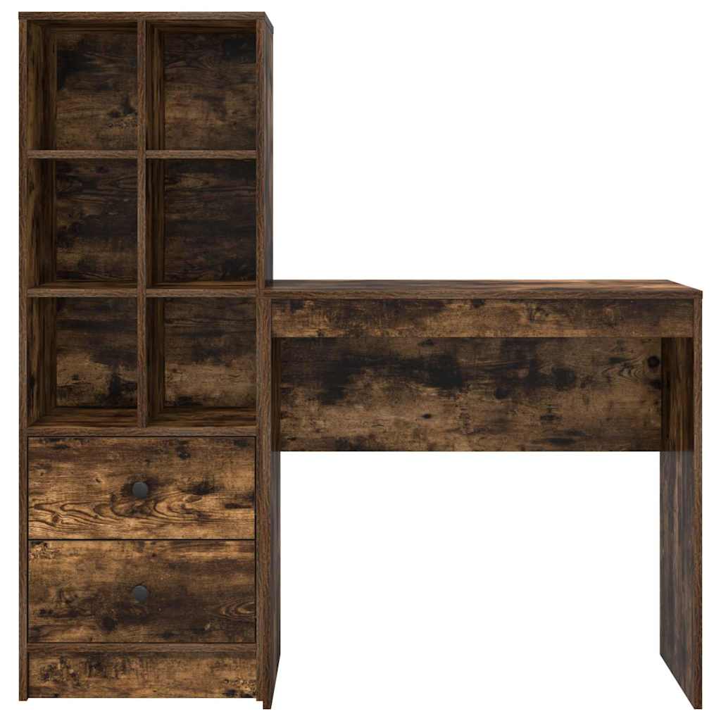 Schreibtisch mit Stauraum mit Regal 2 pcs Geräucherte Eiche