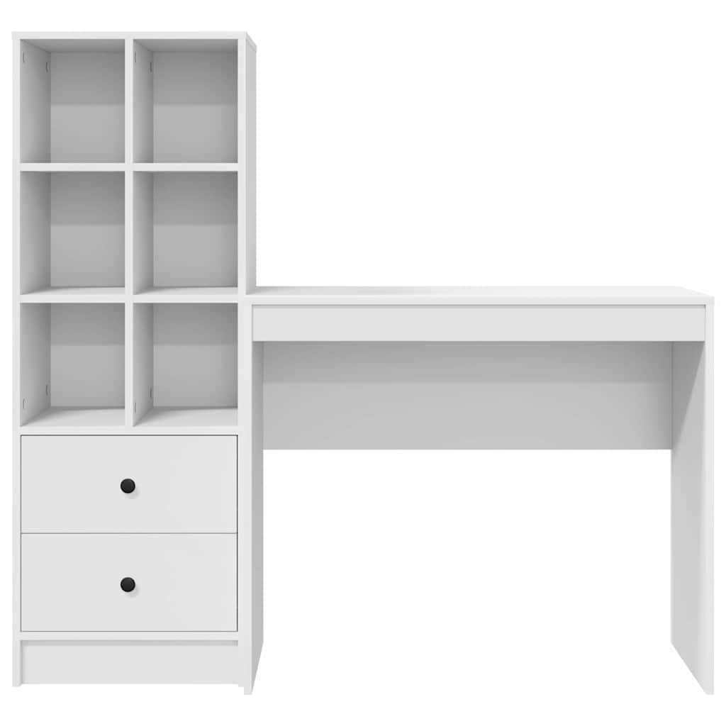 Schreibtisch mit Stauraum mit Regal 2 pcs Weiß 90 x 40 x 76 cm