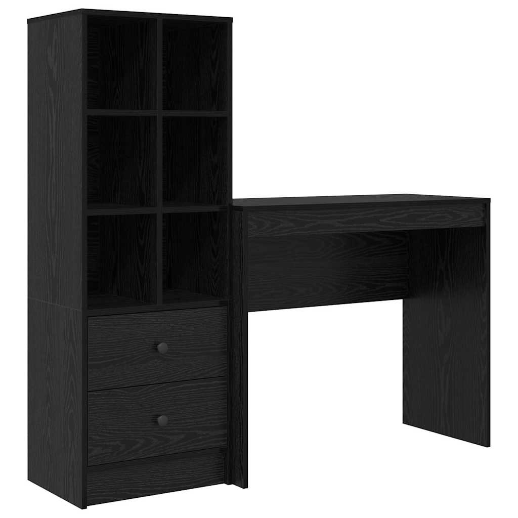 Schreibtisch mit Stauraum mit Regal 2 pcs Schwarz Eichen-Optik