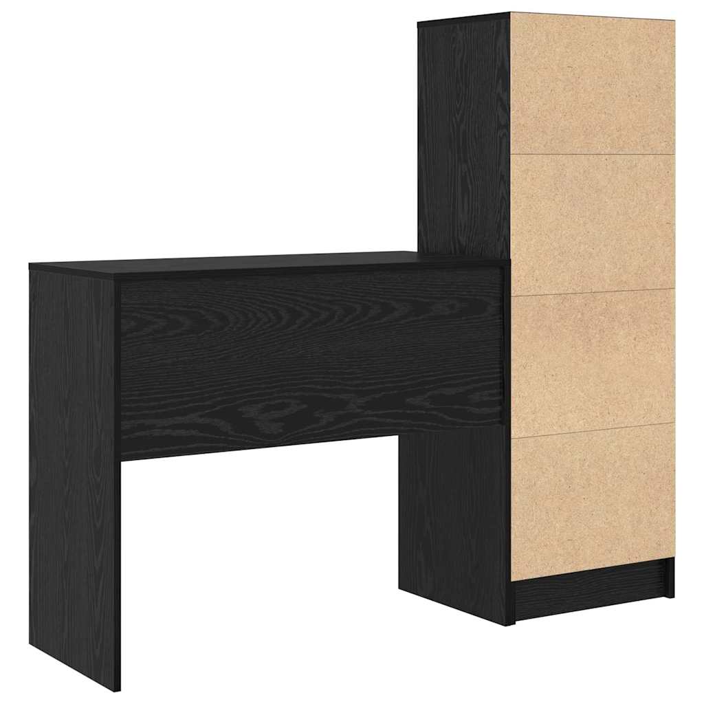 Schreibtisch mit Stauraum mit Regal 2 pcs Schwarz Eichen-Optik