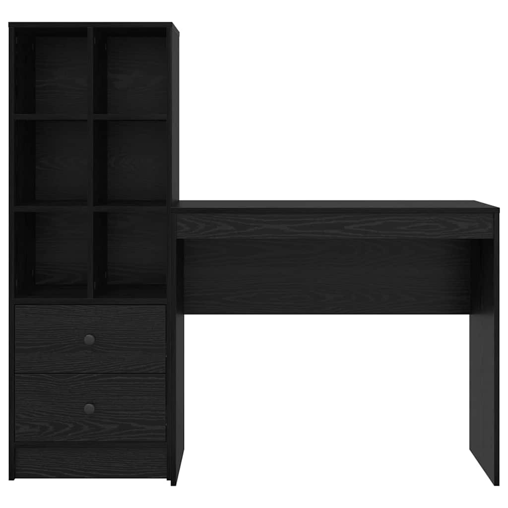 Schreibtisch mit Stauraum mit Regal 2 pcs Schwarz Eichen-Optik