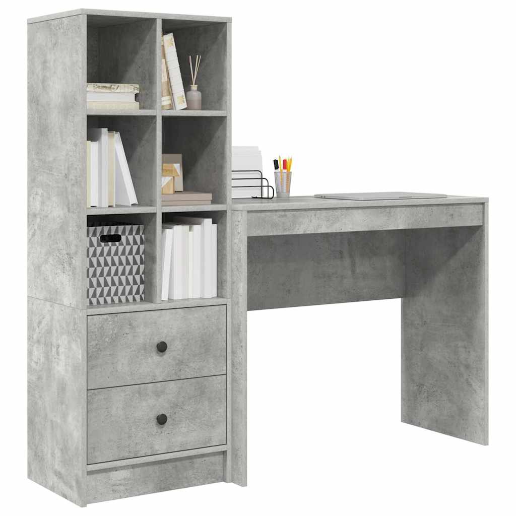 Schreibtisch mit Stauraum 2 pcs Beton Grau 90 x 40 x 76 cm