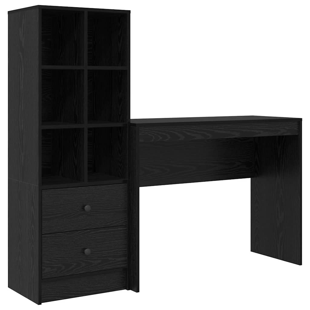 Schreibtisch mit Stauraum mit Regal 2 pcs Schwarz Eichen-Optik