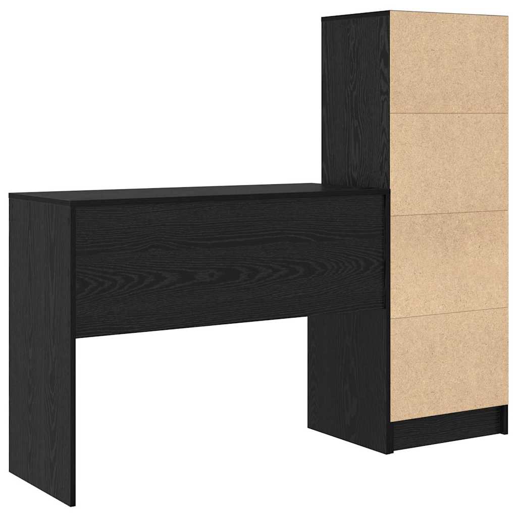 Schreibtisch mit Stauraum mit Regal 2 pcs Schwarz Eichen-Optik