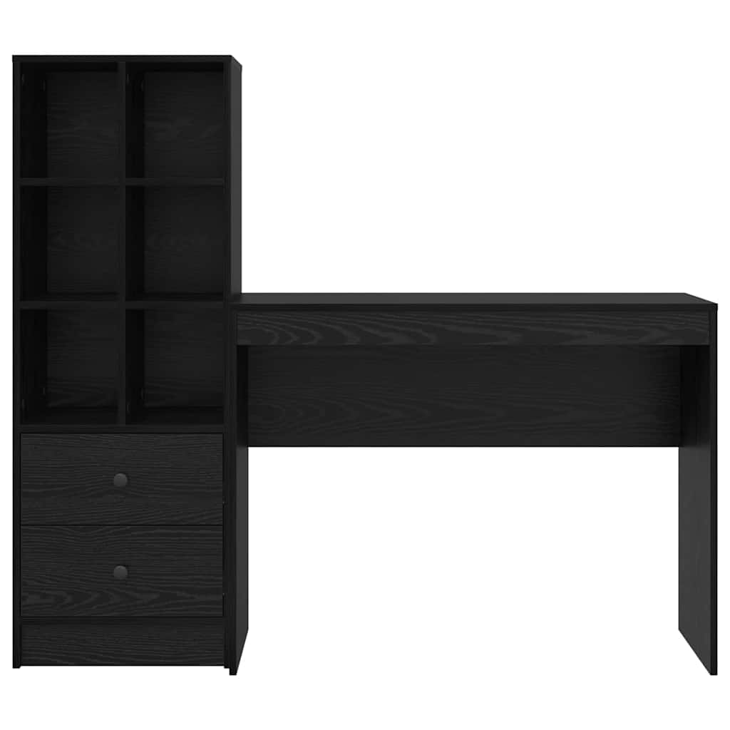 Schreibtisch mit Stauraum mit Regal 2 pcs Schwarz Eichen-Optik