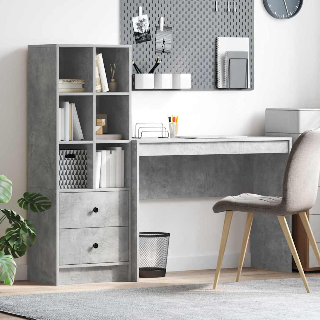 Schreibtisch mit Stauraum 2 pcs Beton Grau 100 x 40 x 76 cm