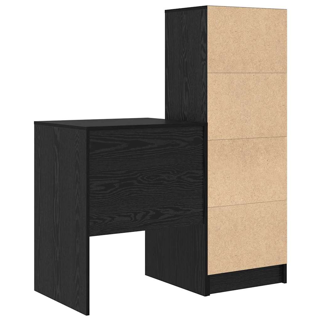 Schreibtisch mit Stauraum mit Regal 2 pcs Schwarz Eichen-Optik