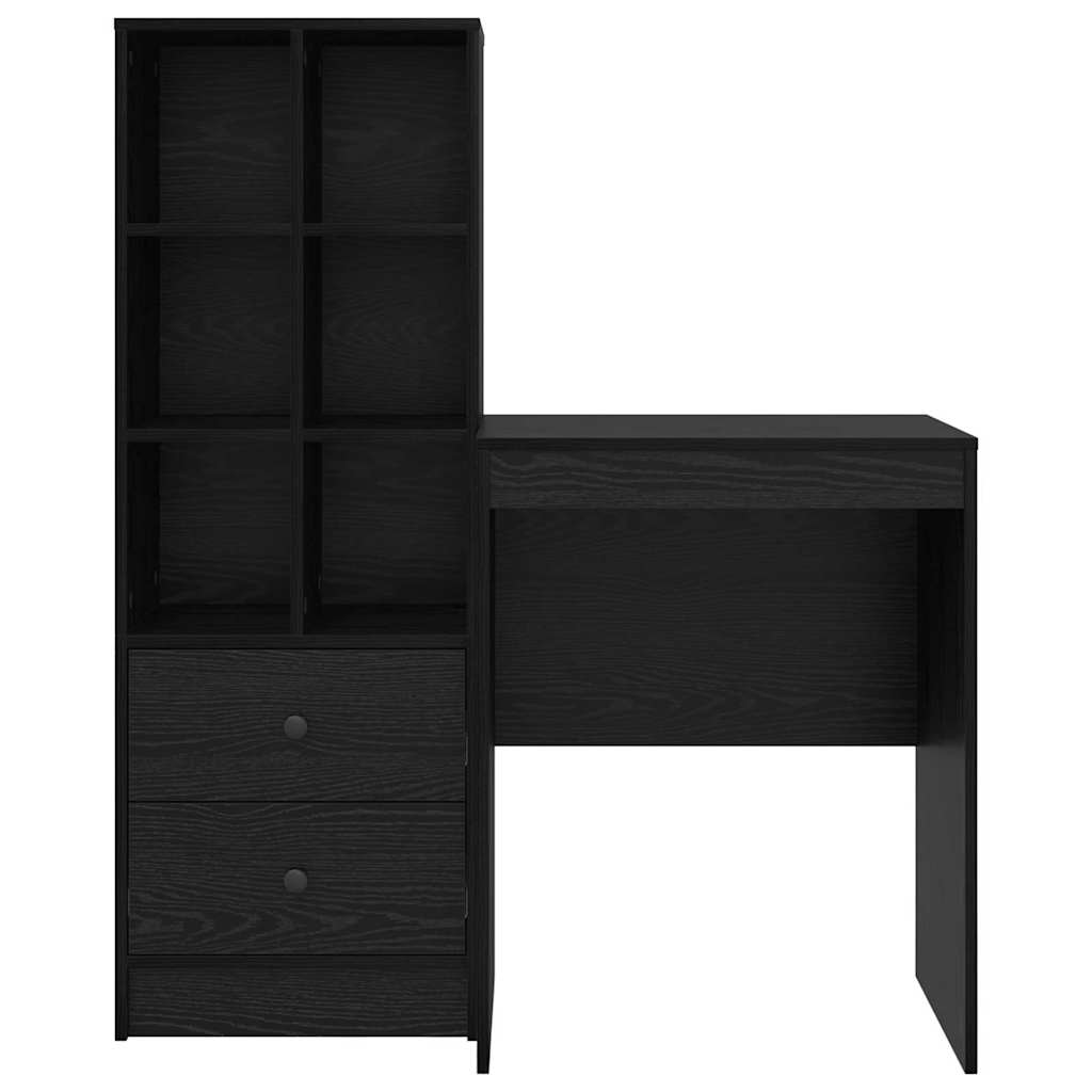 Schreibtisch mit Stauraum mit Regal 2 pcs Schwarz Eichen-Optik