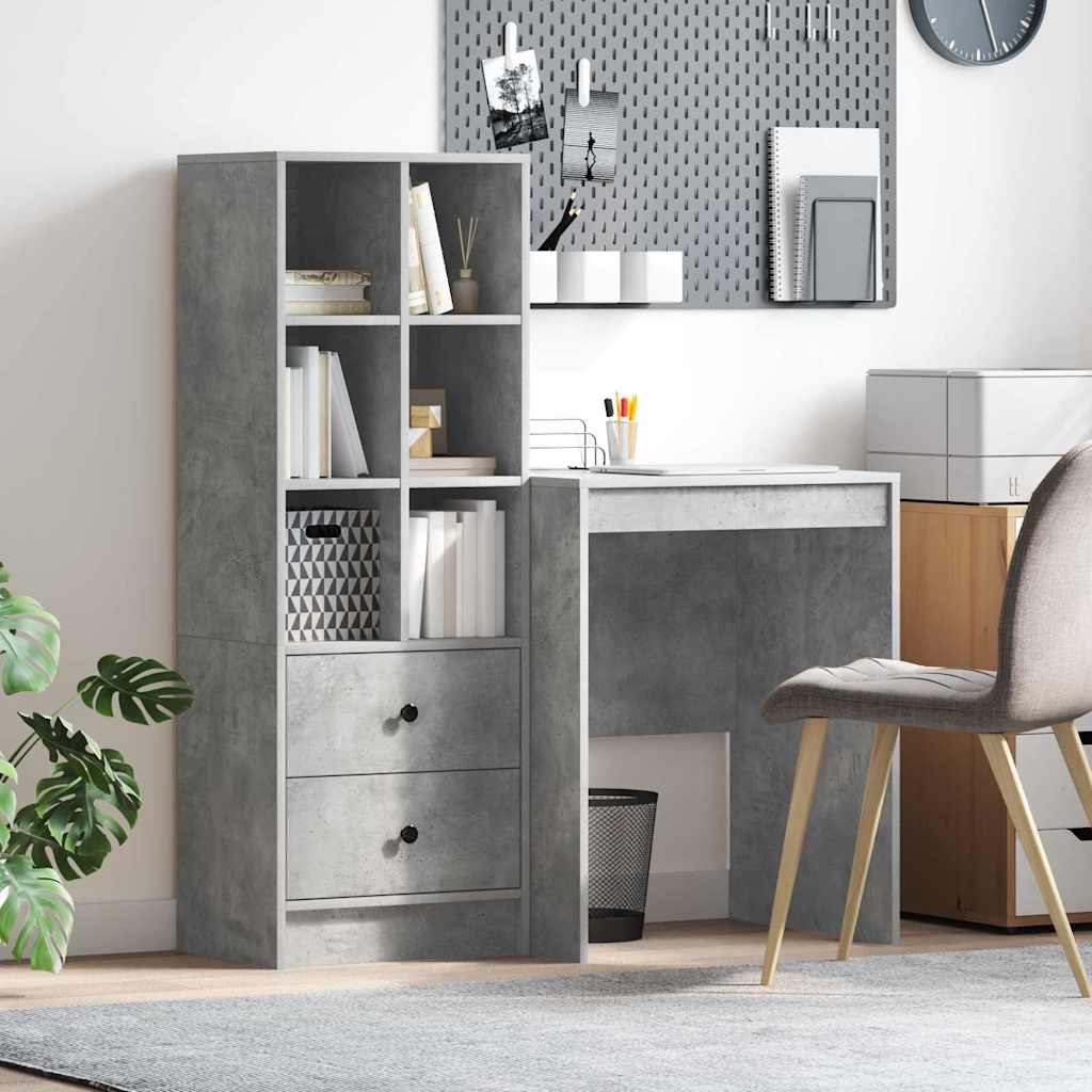 Schreibtisch mit Stauraum 2 pcs Beton Grau 60 x 50 x 76 cm