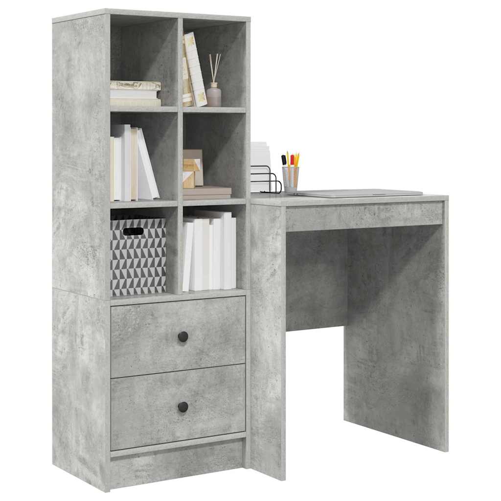 Schreibtisch mit Stauraum 2 pcs Beton Grau 60 x 50 x 76 cm