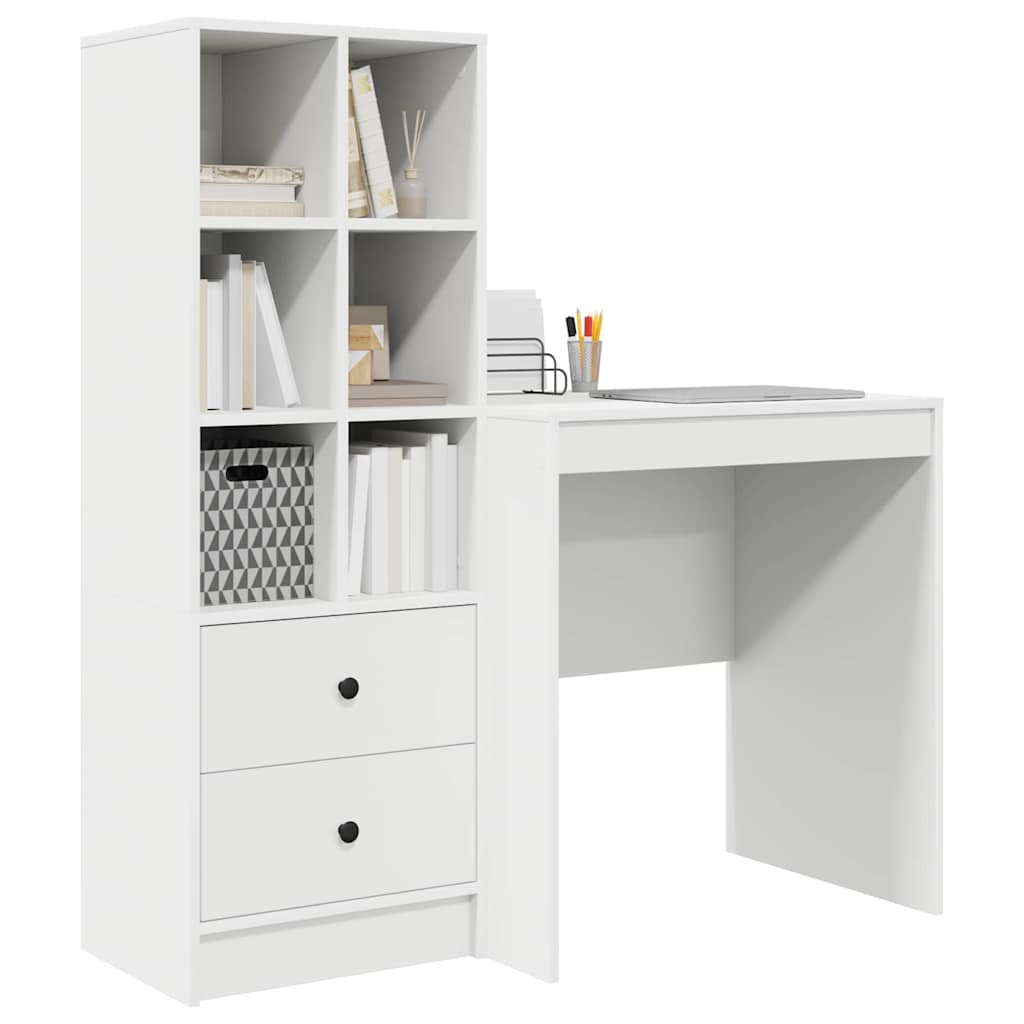 Schreibtisch mit Stauraum mit Regal 2 pcs Weiß 70 x 50 x 76 cm