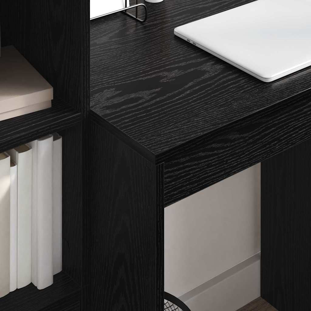 Schreibtisch mit Stauraum mit Regal 2 pcs Schwarz Eichen-Optik