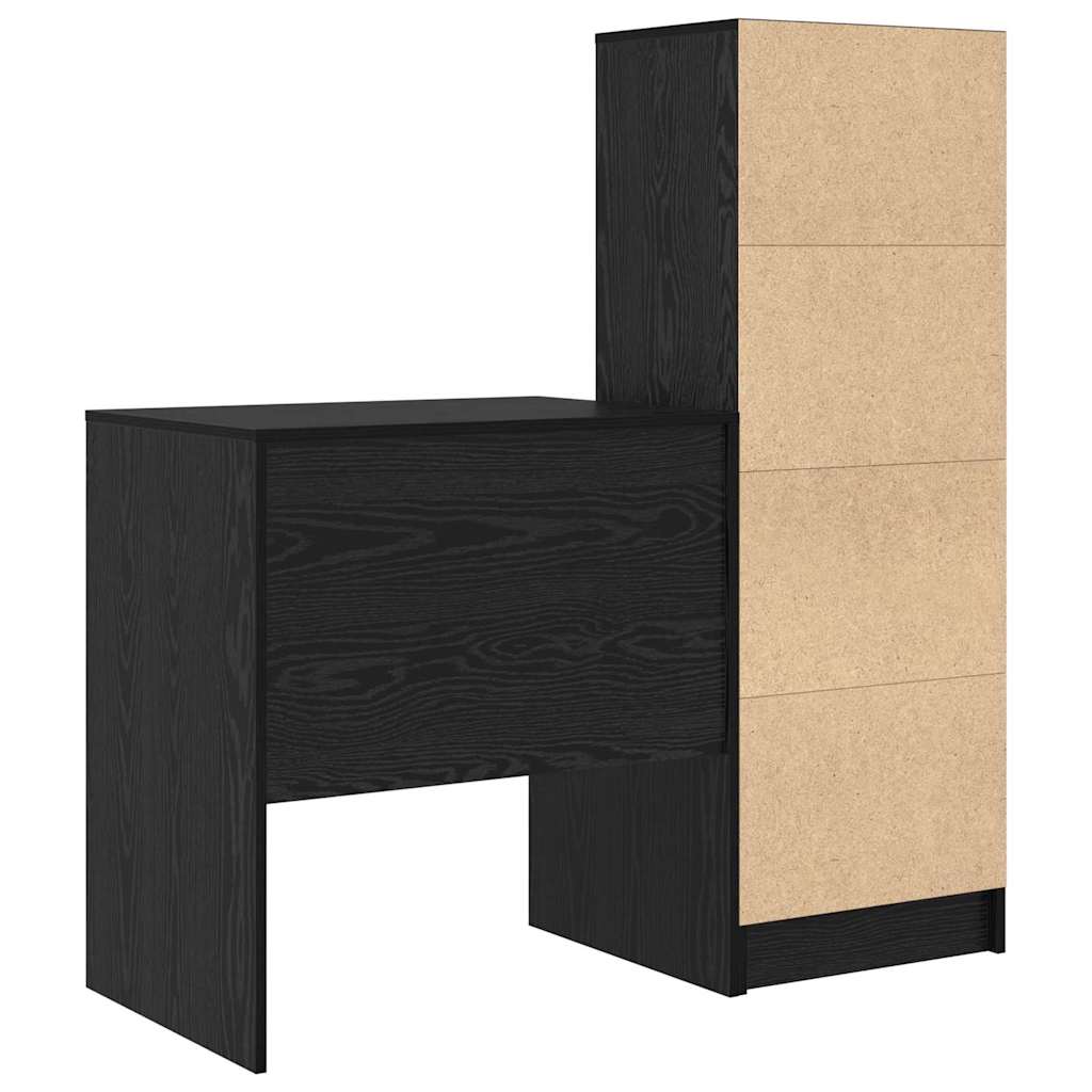 Schreibtisch mit Stauraum mit Regal 2 pcs Schwarz Eichen-Optik