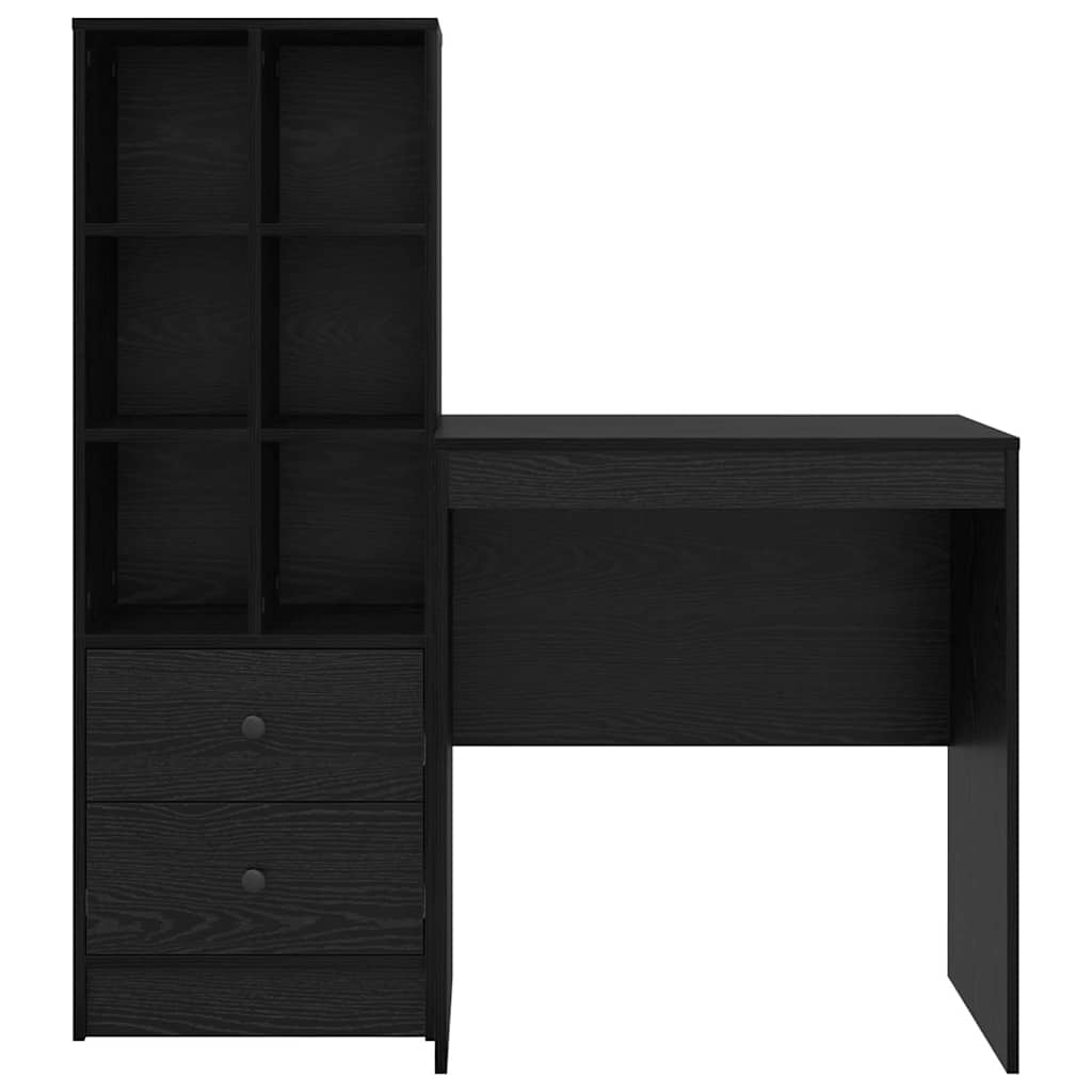Schreibtisch mit Stauraum mit Regal 2 pcs Schwarz Eichen-Optik