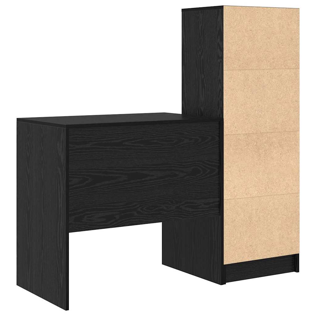 Schreibtisch mit Stauraum mit Regal 2 pcs Schwarz Eichen-Optik