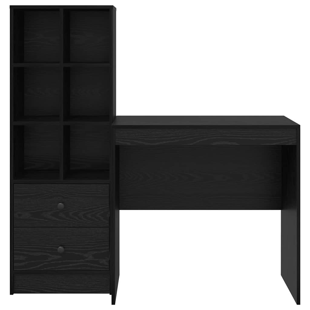 Schreibtisch mit Stauraum mit Regal 2 pcs Schwarz Eichen-Optik