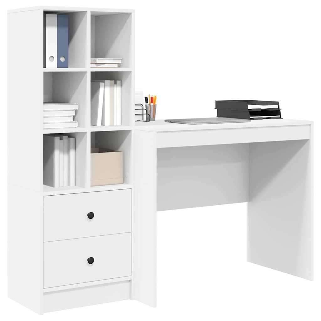 Schreibtisch mit Stauraum mit Regal 2 pcs Weiß 90 x 50 x 76 cm