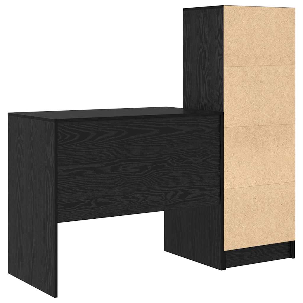 Schreibtisch mit Stauraum mit Regal 2 pcs Schwarz Eichen-Optik