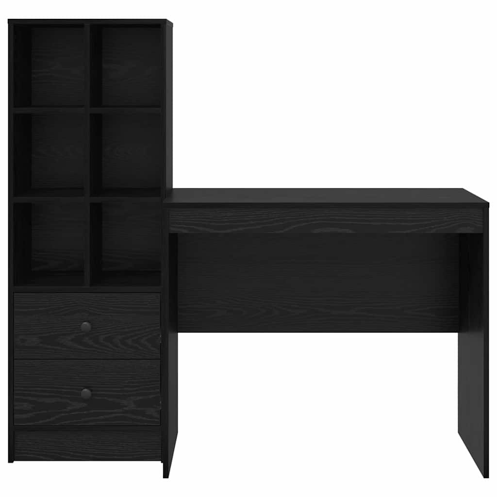 Schreibtisch mit Stauraum mit Regal 2 pcs Schwarz Eichen-Optik