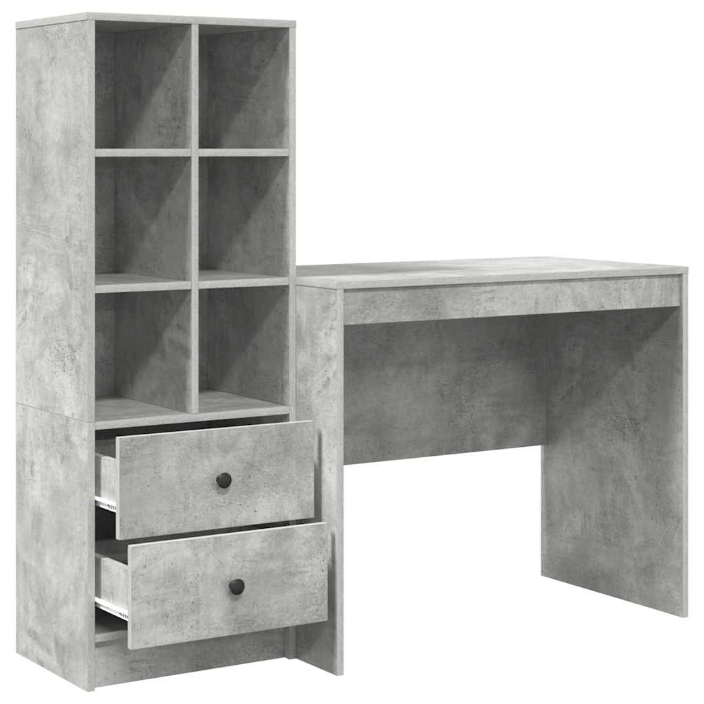 Bureau avec espace de rangement en aggloméré gris béton