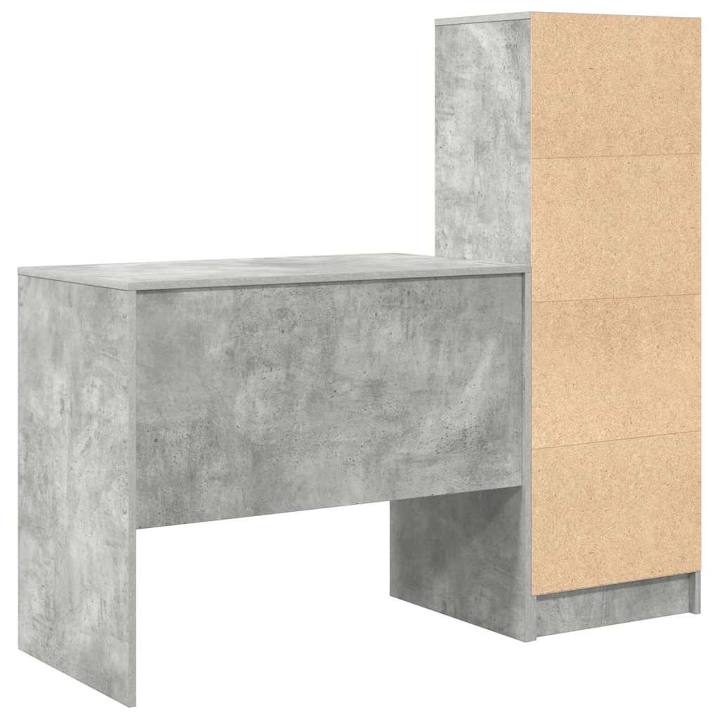 Bureau avec espace de rangement en aggloméré gris béton