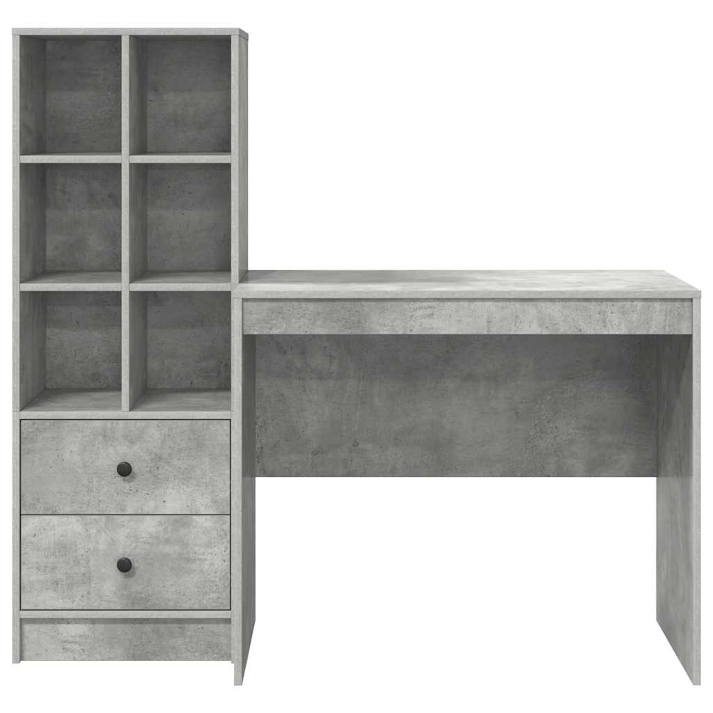 Bureau avec espace de rangement en aggloméré gris béton