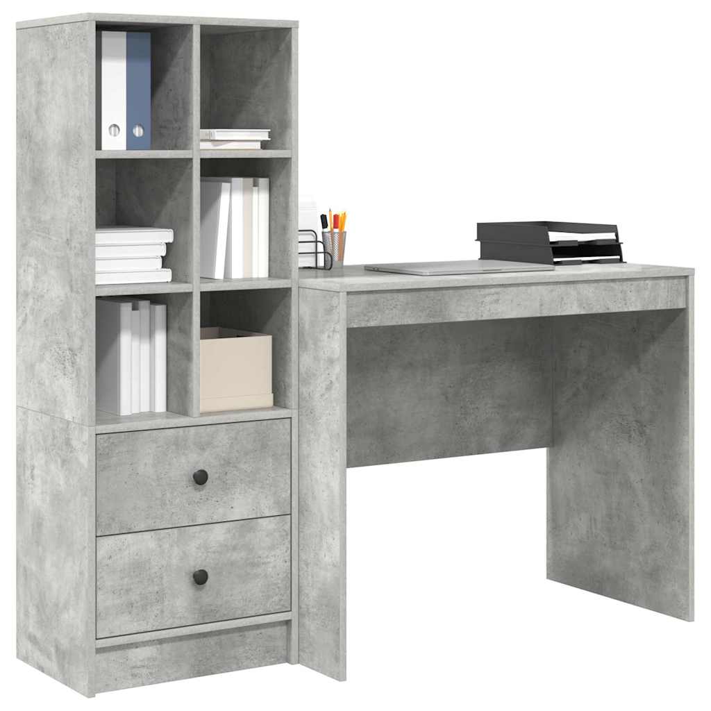 Bureau avec espace de rangement en aggloméré gris béton