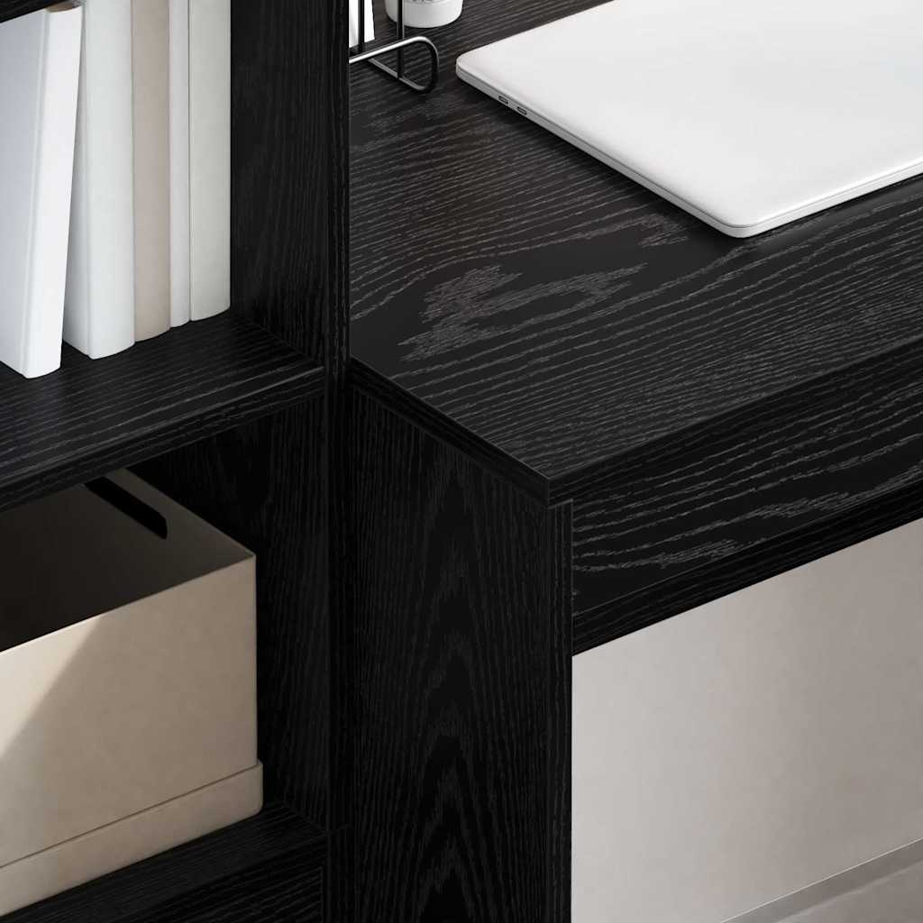 Schreibtisch mit Stauraum mit Regal 2 pcs Schwarz Eichen-Optik