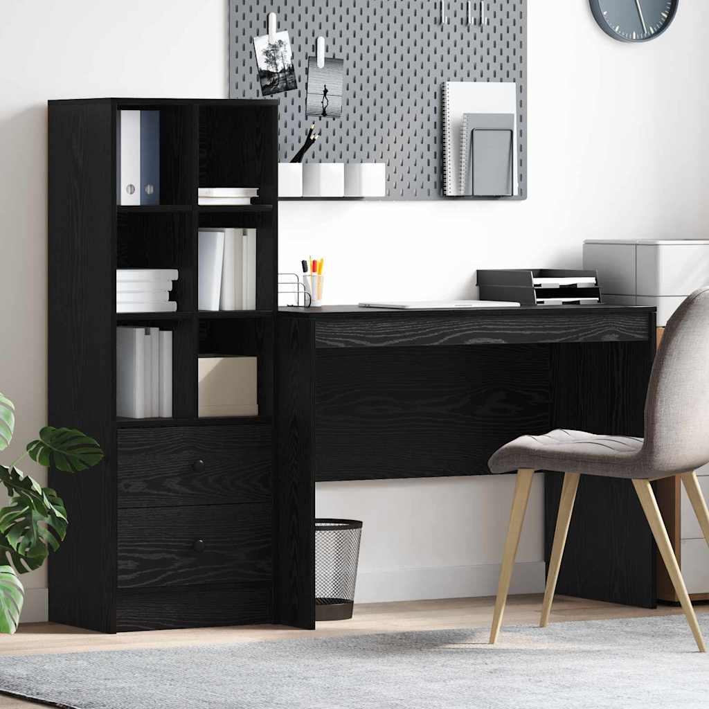 Schreibtisch mit Stauraum mit Regal 2 pcs Schwarz Eichen-Optik