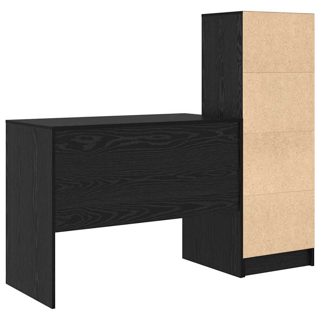 Schreibtisch mit Stauraum mit Regal 2 pcs Schwarz Eichen-Optik