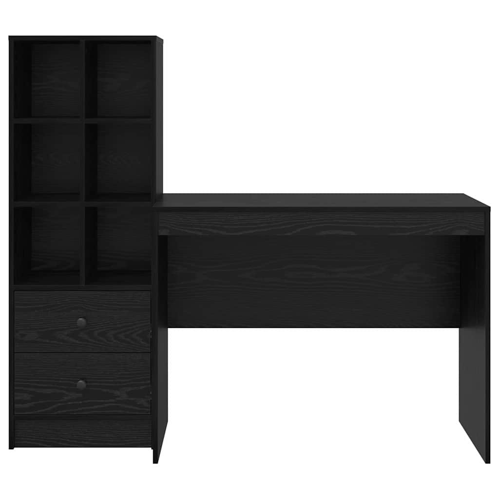 Schreibtisch mit Stauraum mit Regal 2 pcs Schwarz Eichen-Optik