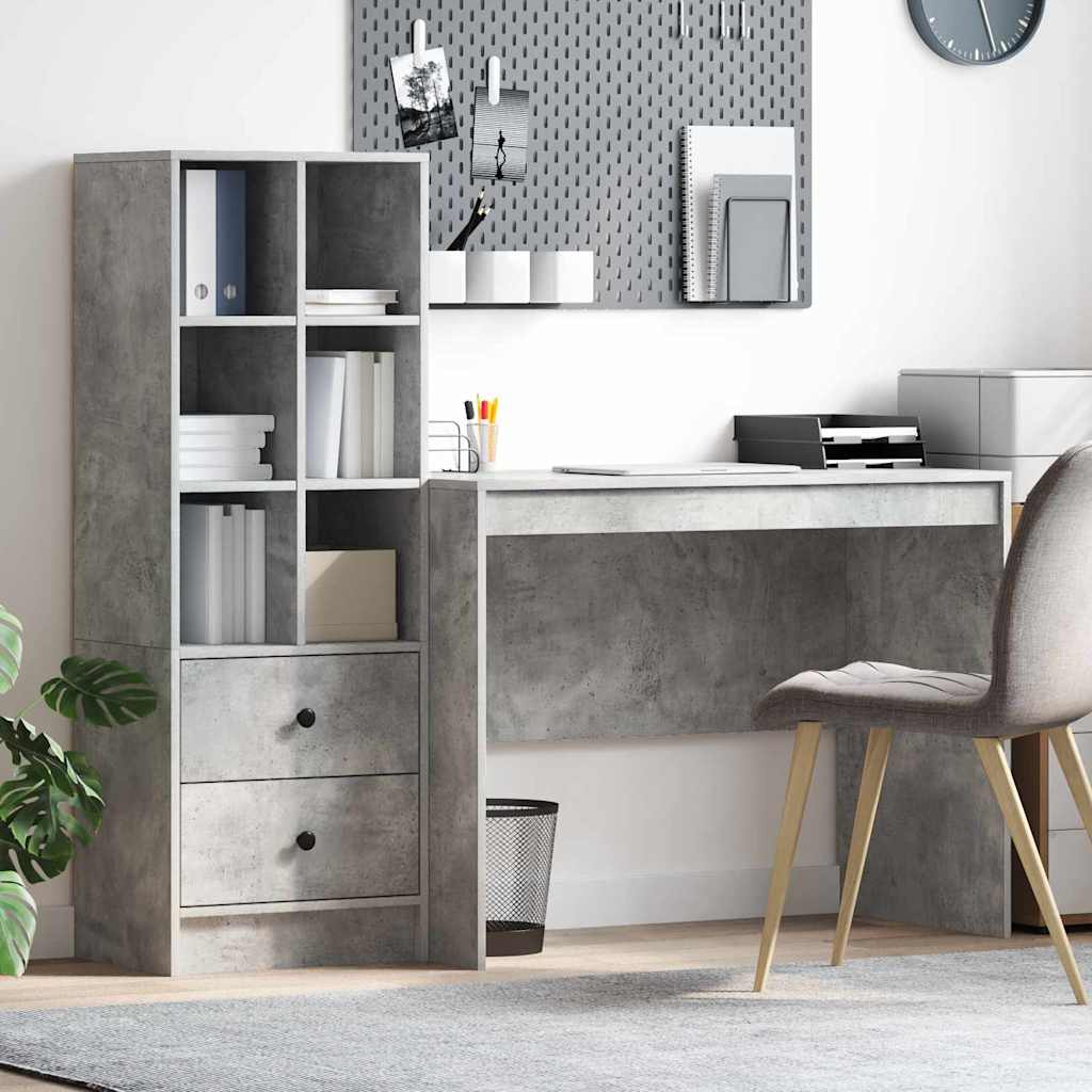 Schreibtisch mit Stauraum 2 pcs Beton Grau 100 x 50 x 76 cm