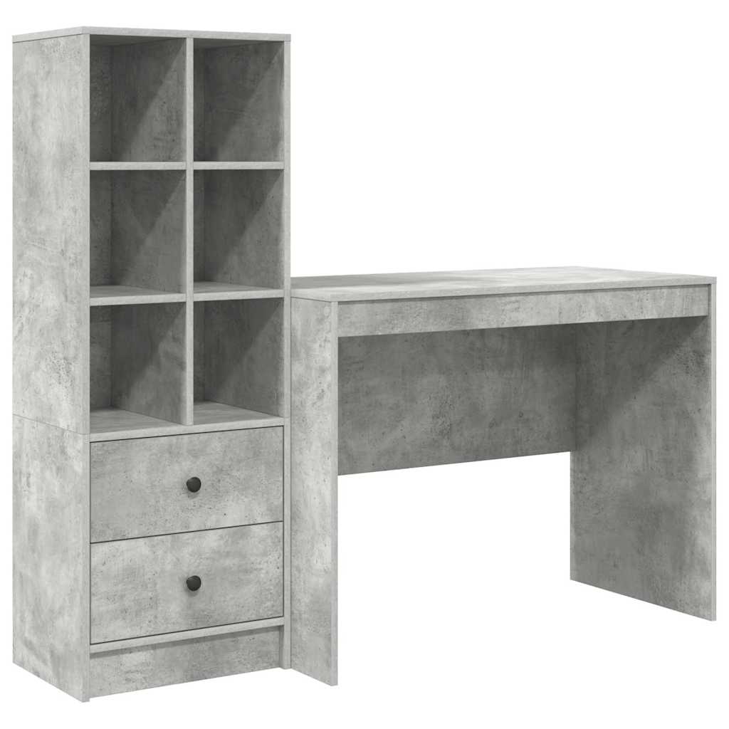 Schreibtisch mit Stauraum 2 pcs Beton Grau 100 x 50 x 76 cm