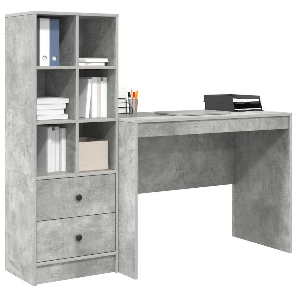 Schreibtisch mit Stauraum 2 pcs Beton Grau 100 x 50 x 76 cm
