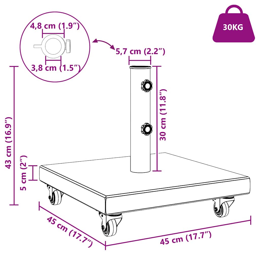 Sonnenschirmständer 30kg Grau Granit Quadratisch