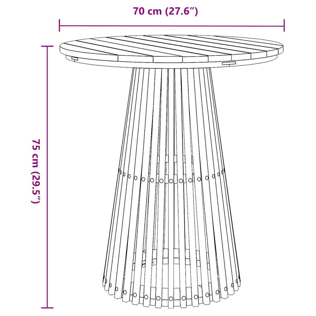 Garten-Eßtisch Braun 70 x 70 x 75 cm Teak-Massivholz