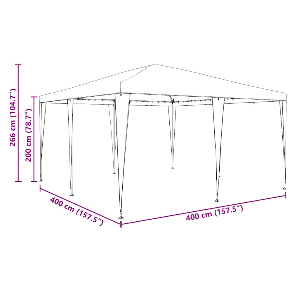 Party-Zelt Weiß 400 x 400 x 266 cm Polyester und Stahl