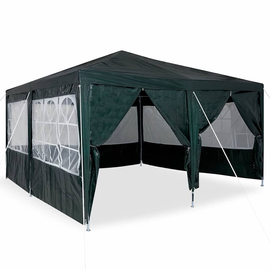 Party-Zelt Grün und Weiß 400 x 400 x 266 cm Polyester und Stahl